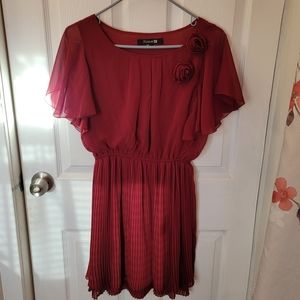 Red Dress with Rose Embellishments